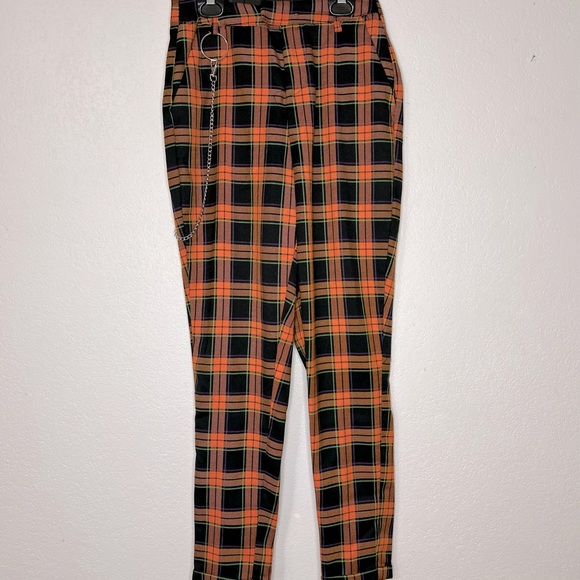Hot Topic Pants Jumpsuits Orange Plaid Pants Poshmark